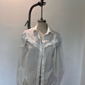 Reformation Cream Ruffled Blouse